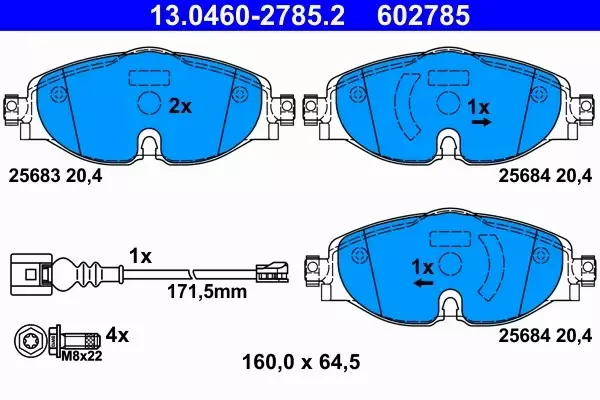 ATE TARCZE+KLOCKI PRZÓD A3 8V 8Y LEON ATECA OCTAVIA KAROQ GOLF T-ROC 288MM 