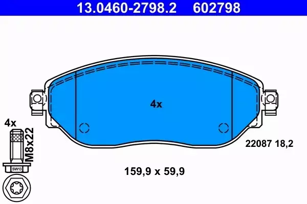 ATE KLOCKI HAMULCOWE PRZÓD 13.0460-2798.2 