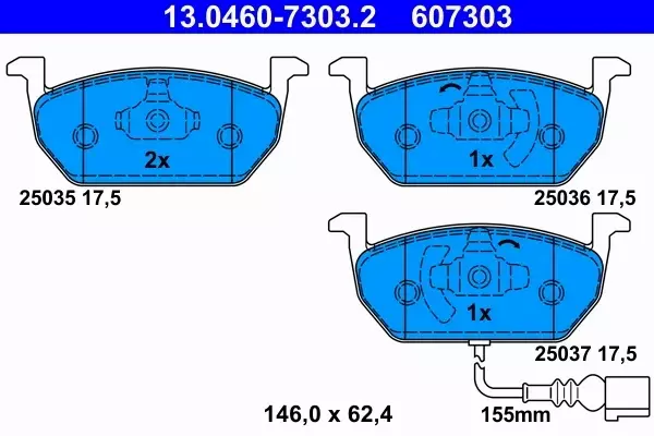 ATE TARCZE+KLOCKI PRZÓD AUDI A3 8V1 8VA 8VS 276MM 