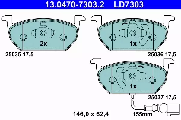 ATE TARCZE+KLOCKI PRZÓD AUDI A3 8V1 8VA 8VS 276MM 