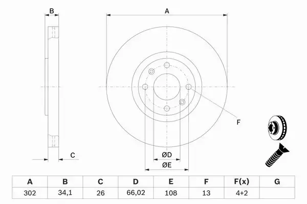 BOSCH TARCZE+KLOCKI P+T CITROEN C4 PICASSO 302MM 