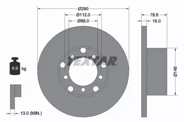 TEXTAR TARCZA HAMULCOWA 93012400 