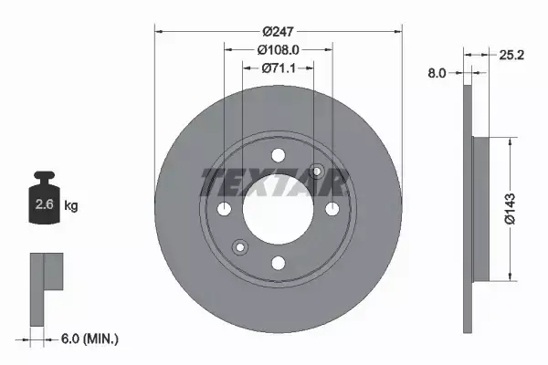 TEXTAR TARCZE HAMULCOWE TYŁ 92055003 