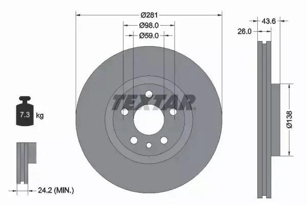 TEXTAR TARCZE HAMULCOWE PRZÓD 92074003 