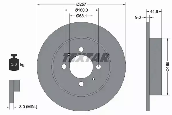 TEXTAR TARCZE HAMULCOWE TYŁ NISSAN ALMERA N15 