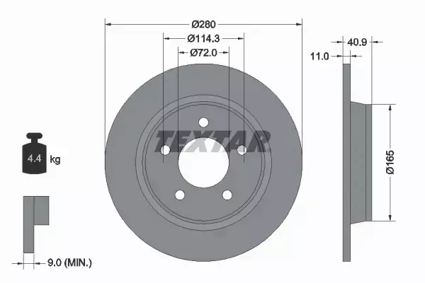 TEXTAR TARCZE+KLOCKI PRZÓD+TYŁ MAZDA 5 CW 278MM 