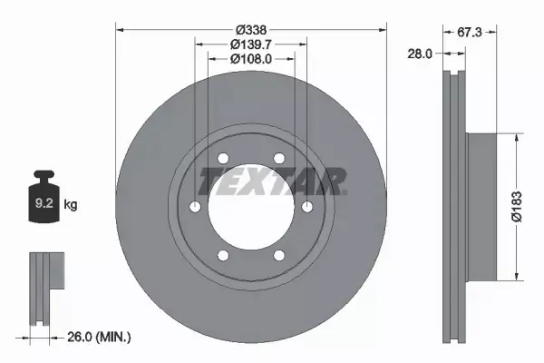 TEXTAR TARCZE PRZÓD 338MM TOYOTA LAND CRUISER 