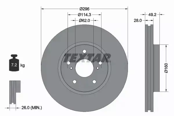 TEXTAR TARCZE HAMULCOWE PRZÓD 92174303 