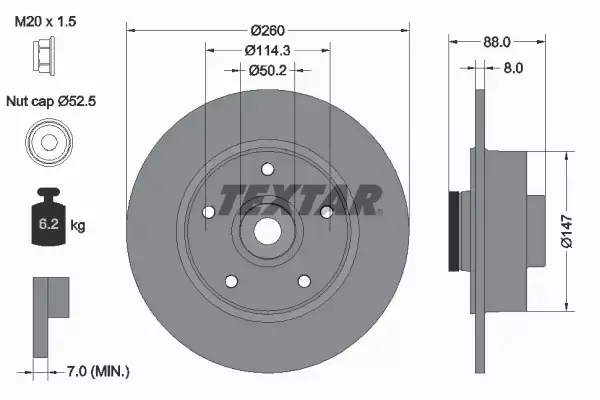 TEXTAR TARCZE+KLOCKI TYŁ RENAULT FLUENCE MEGANE III 260MM 