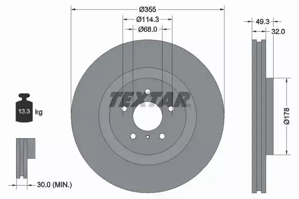 TEXTAR TARCZE HAMULCOWE PRZÓD 92199105 