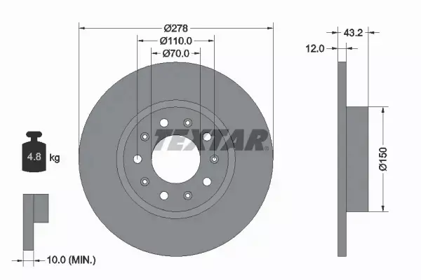 TEXTAR TARCZA HAMULCOWA 92221003 