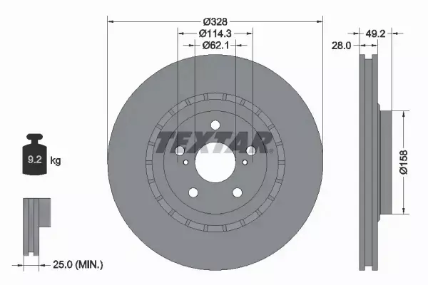 TEXTAR TARCZE HAMULCOWE PRZÓD 92259403 