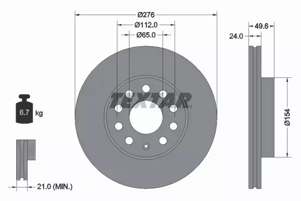 TEXTAR TARCZE HAMULCOWE PRZÓD 92271903 