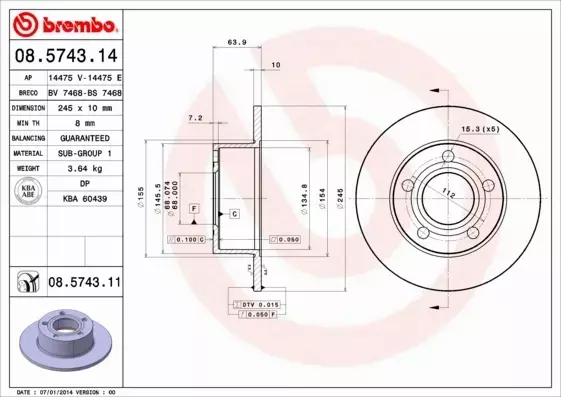 BREMBO TARCZE+KLOCKI TYŁ AUDI A6 C5 245MM 