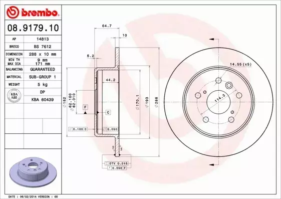 BREMBO TARCZE HAMULCOWE TYŁ 08.9179.10 