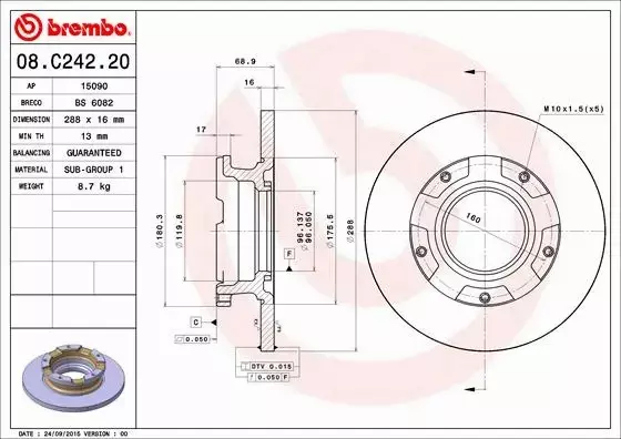 BREMBO Tarcza hamulcowa 08.C242.20 