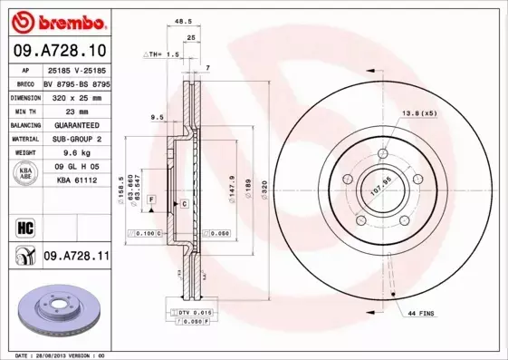  BREMBO TARCZE+KLOCKI PRZÓD FORD FOCUS MK2 ST 320MM 