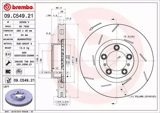 BREMBO TARCZE+KLOCKI P PORSCHE PANAMERA 970 360MM 