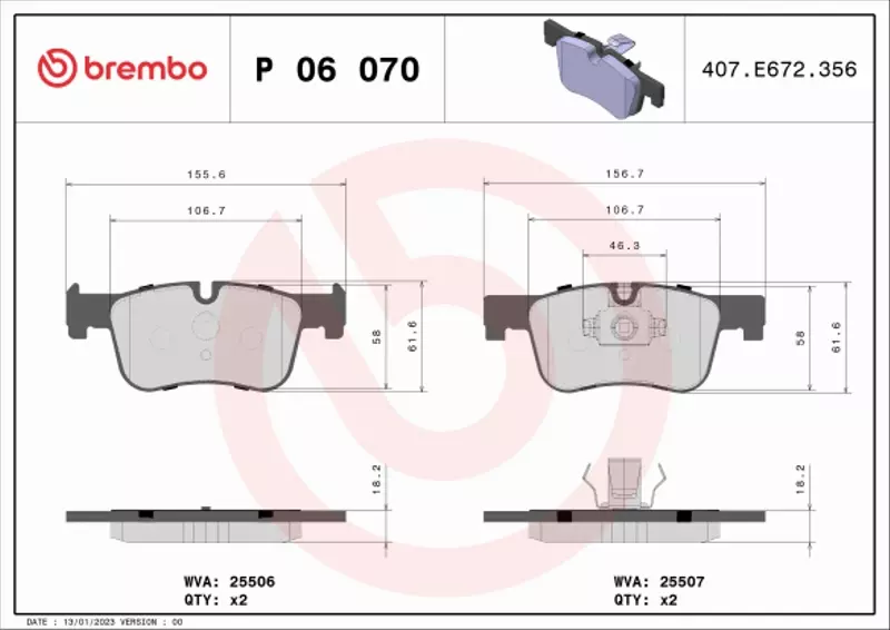 BREMBO KLOCKI HAMULCOWE PRZÓD P 06 070 