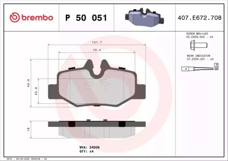 BREMBO KLOCKI HAMULCOWE TYŁ MERCEDES VITO VIANO Ty 