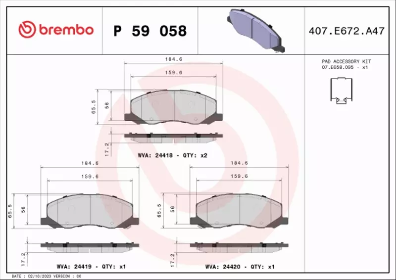 BREMBO KLOCKI HAMULCOWE PRZÓD P 59 058 