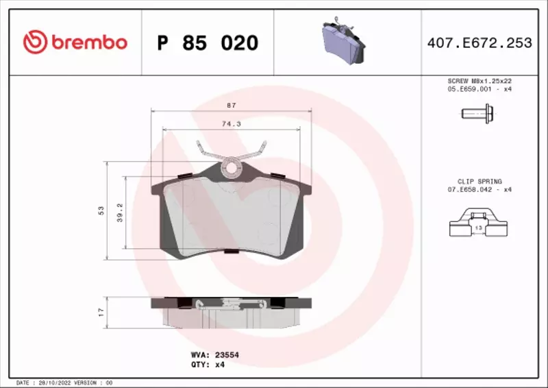 BREMBO TARCZE+KLOCKI TYŁ AUDI A6 C5 245MM 