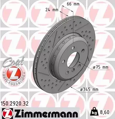 ZIMMERMANN TARCZE HAMULCOWE TYŁ 150.2920.32 