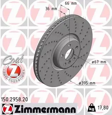 ZIMMERMANN TARCZE+KLOCKI PRZÓD BMW 5 G30 G31 395MM 