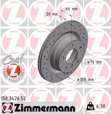 ZIMMERMANN TARCZE HAMULCOWE SPORT TYŁ 150.3426.52 