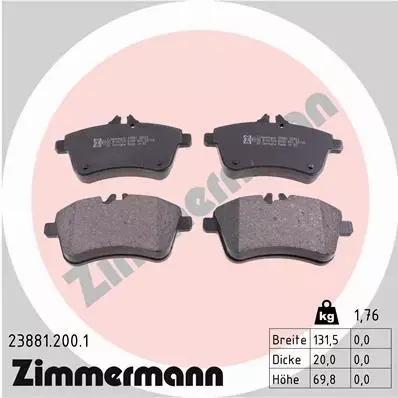 ZIMMERMANN TARCZE+KLOCKI P MERCEDES A W169 288MM 