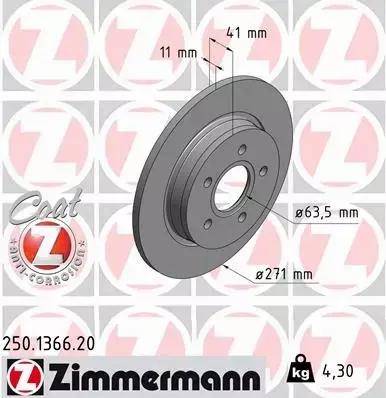 ZIMMERMANN TARCZE HAMULCOWE TYŁ 250.1366.20 