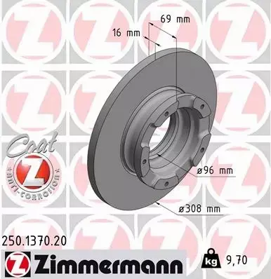 ZIMMERMANN TARCZE HAMULCOWE TYŁ 250.1370.20 