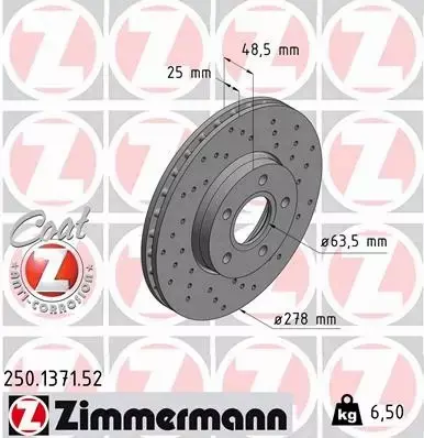 ZIMMERMANN TARCZE HAMULCOWE SPORT PRZÓD 250.1371.52 