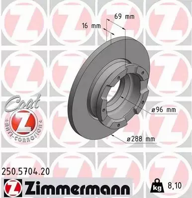 ZIMMERMANN TARCZA HAMULCOWA 250.5704.20 