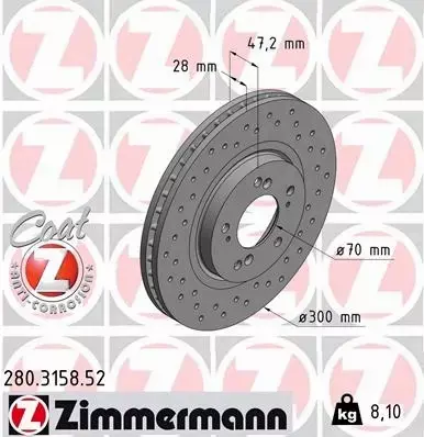 ZIMMERMANN TARCZA HAMULCOWE SPORT 280.3158.52 