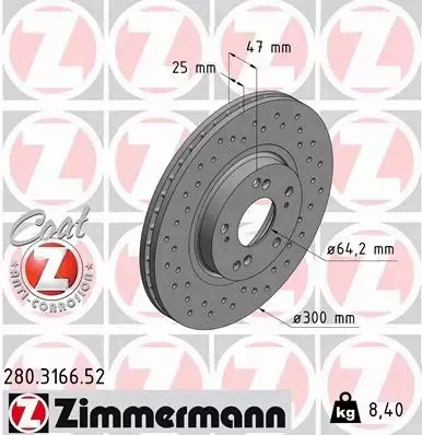 ZIMMERMANN TARCZE HAMULCOWE SPORT PRZÓD 280.3166.52 