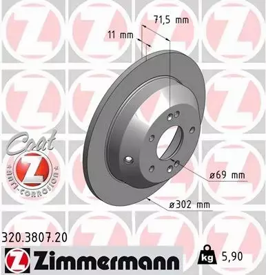 ZIMMERMANN TARCZE+KLOCKI P+T HYUNDAI SANTA FE III 