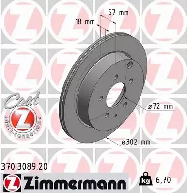 ZIMMERMANN TARCZE HAMULCOWE TYŁ 370.3089.20 