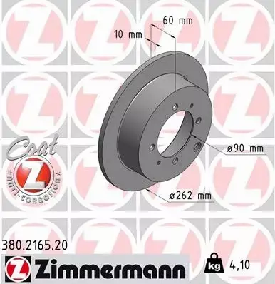 ZIMMERMANN TARCZE HAMULCOWE TYŁ 380.2165.20 