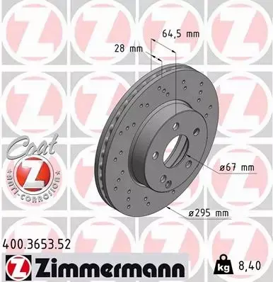 ZIMMERMANN TARCZE+KLOCKI PRZÓD MERCEDES C W204 