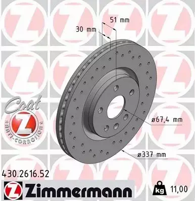 ZIMMERMANN TARCZE+KLOCKI P+T OPEL INSIGNIA A 337MM 