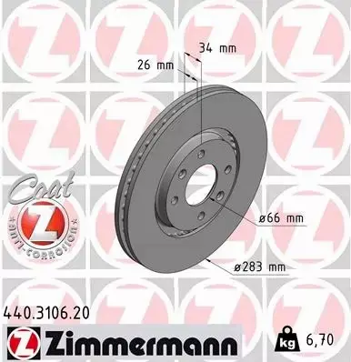 ZIMMERMANN TARCZE+KLOCKI CITROEN C4 PICASSO 283MM 