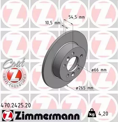 ZIMMERMANN TARCZE HAMULCOWE TYŁ 470.2425.20 