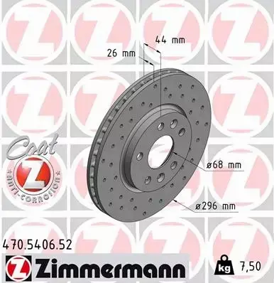 ZIMMERMANN TARCZE+KLOCKI P RENAULT TALISMAN 296MM 