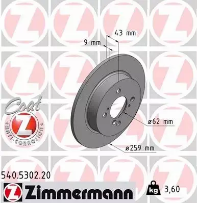 ZIMMERMANN TARCZA HAMULCOWA 540.5302.20 