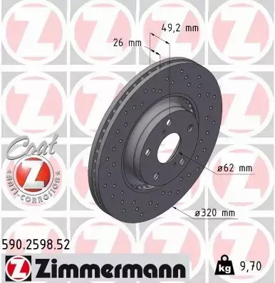 ZIMMERMANN TARCZE HAMULCOWE SPORT PRZÓD 590.2598.52 