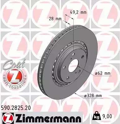 ZIMMERMANN TARCZE HAMULCOWE PRZÓD 590.2825.20 