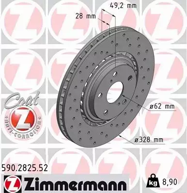 ZIMMERMANN TARCZE HAMULCOWE SPORT PRZÓD 590.2825.52 