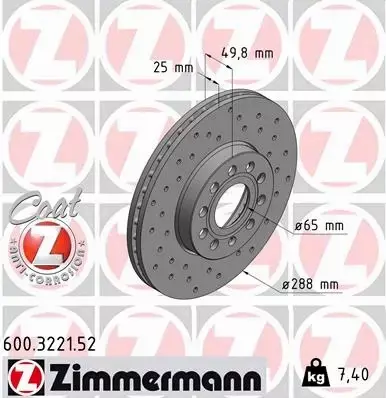 ZIMMERMANN SPORT TARCZE+KLOCKI P AUDI A3 8P 288MM 