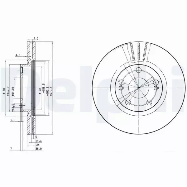 DELPHI TARCZE HAMULCOWE PRZÓD BG2697 